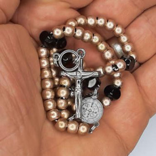 Chapelet Bracelet RosArmy® N°10 – Rosé & Noir, garanti à vie