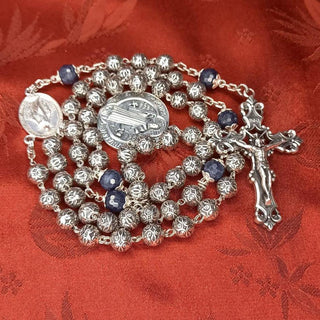 CHAPELET ARGENT MASSIF / SAPHIR L'ARGENTISSIMO