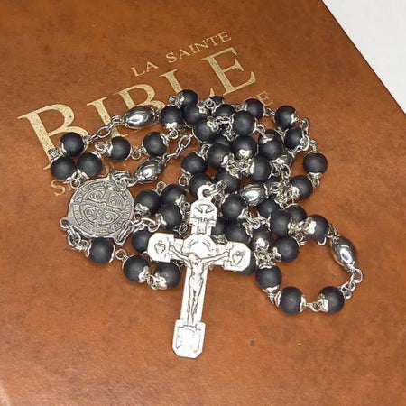 CHAPELET EN BUIS TEINTE INOXYDABLE 