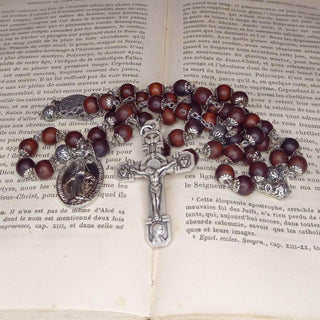 CHAPELET EN BOIS DE ROSE ET ARGENT MASSIF 925 LE LIGNARGENTIS