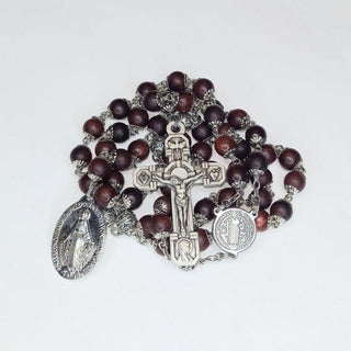 CHAPELET EN BOIS DE ROSE ET ARGENT MASSIF 925 LE LIGNARGENTIS