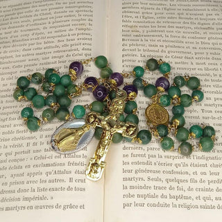 CHAPELET EN JADE ET AMÉTHYSTE LE PURVIDIS