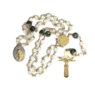 CRYSTAL AND EMERALD STONE ROSARY LE RAGADIS