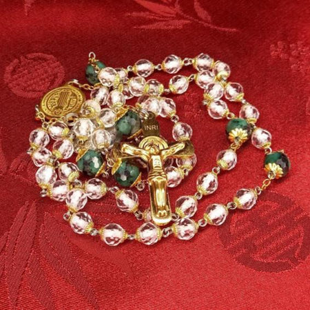 CHAPELET LAURENÇON en Cristal et Pierre d'Émeraude 