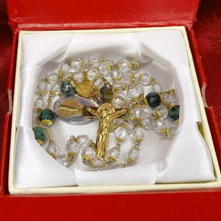 CRYSTAL AND EMERALD STONE ROSARY LE RAGADIS