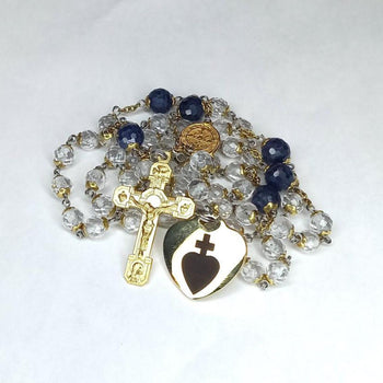 CHAPELET LAURENÇON en Cristal et Pierre de Saphir 