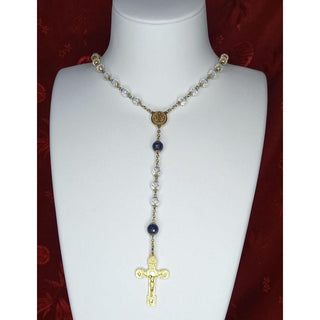 CRYSTAL AND SAPPHIRE STONE ROSARY THE CASSANDRE