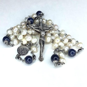 CHAPELET LAURENÇON en Perles de Culture Irrégulière et Saphir (Perle N°34 et N°3) 