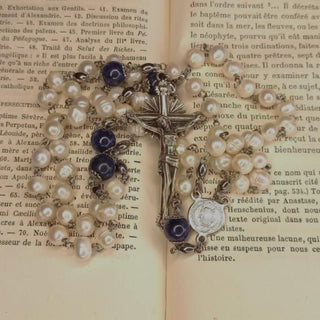 IRREGULAR CULTURED PEARL AND SAPPHIRE ROSARY THE MARGARITA