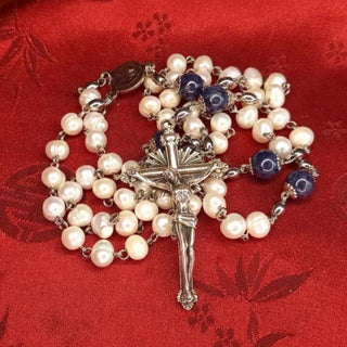 IRREGULAR CULTURED PEARL AND SAPPHIRE ROSARY THE MARGARITA