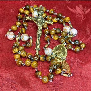 CHAPELET EN ŒIL DE TIGRE ET HOWLITE HOWLITE LE TIGRALBA