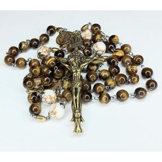 CHAPELET EN ŒIL DE TIGRE ET HOWLITE HOWLITE LE TIGRALBA