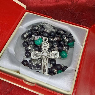 CHAPELET BUIS TEINTE ET MALACHITE LE MALACHIS
