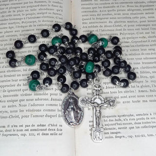 CHAPELET BUIS TEINTE ET MALACHITE LE MALACHIS