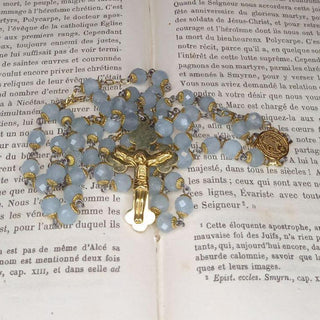 CHAPELET EN AIGUE-MARINE À FACETTES L'ANGELORUM