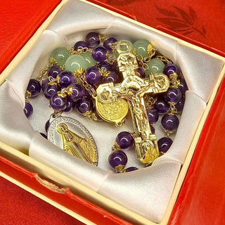 CHAPELET EN AMÉTHYSTE VIOLET ET AVENTURINE L'AMETIUS