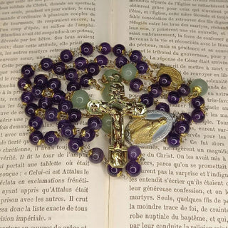 CHAPELET EN AMÉTHYSTE VIOLET ET AVENTURINE L'AMETIUS