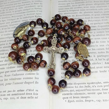 CHAPELET LAURENÇON en Œil de Tigre Brun (Perle N°5) 