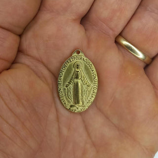 Miraculous Medal in Gold-Plated Stainless Steel 30x20mm 