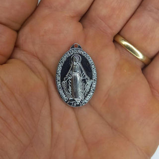 Miraculous Medal in Silver-Plated Stainless Steel 30x20mm 
