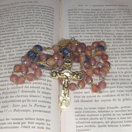 CHAPELET LAURENÇON en Agate Rouge/Noir Veinée (Perle N°2 et N°4) 