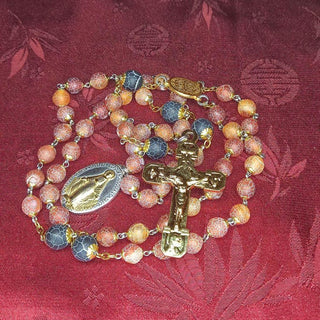 CHAPELET EN AGATE ROUGE ET NOIR VEINÉE LE ROUBENA