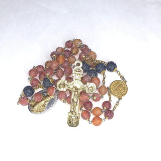 RED AND BLACK VEINED AGATE ROSARY THE ROUBENA
