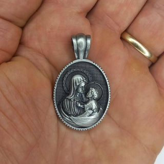 Pewter medal of the infant Jesus and Mary 