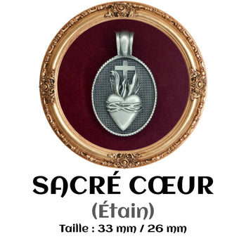 MÉDAILLE SACRÉ CŒUR EN ÉTAIN