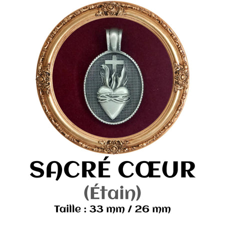 MÉDAILLE SACRÉ CŒUR EN ÉTAIN